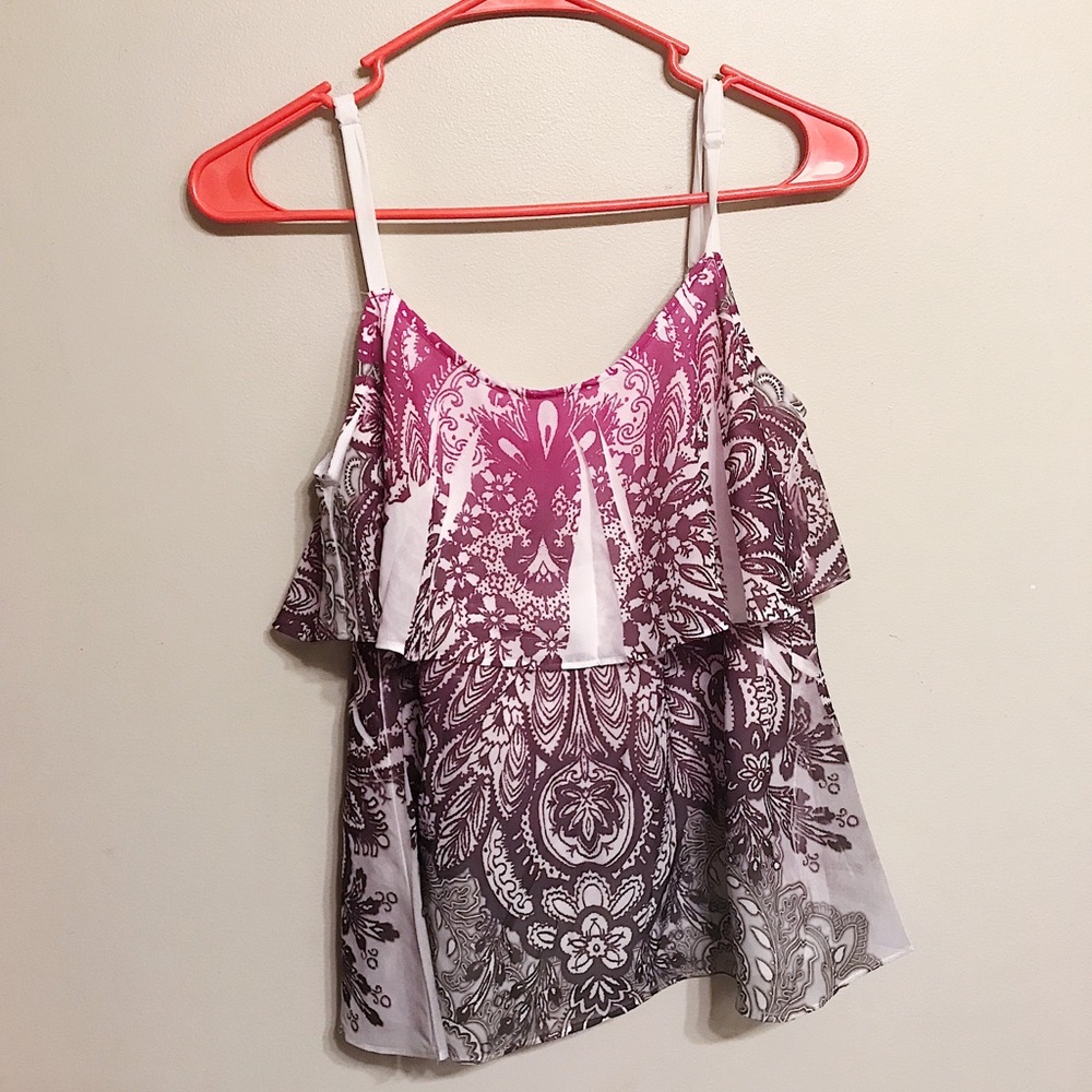 Design spaghetti strapped flowy shirt